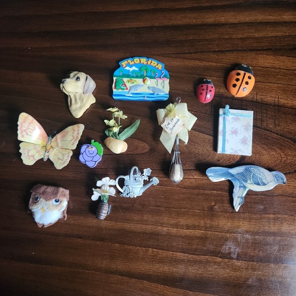 The Unbranded Brand Other - Lot of 13 vintage magnets. Some handmade. Florida, Butterfly, etc 1980s 1990s